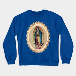 Our Lady of Guadalupe Virgen Maria flowers sepia 118 Crewneck Sweatshirt